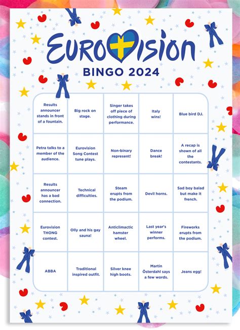 eurovision bingo 2024|Eurovision 2024 Bingo .
